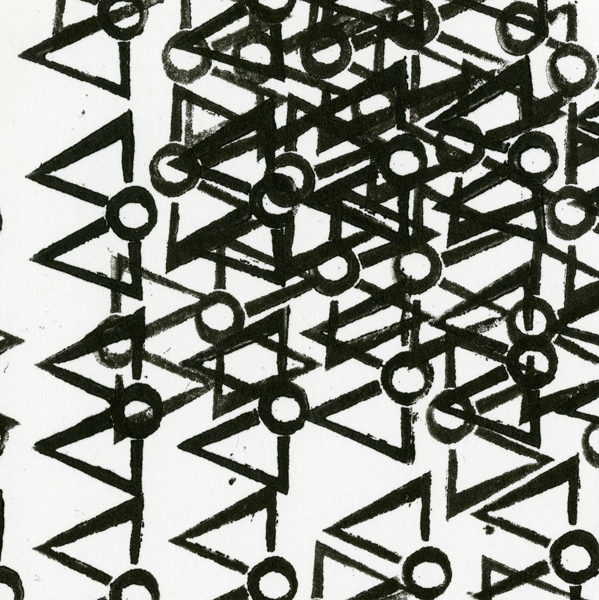 Detail of overlapping black invented typographic glyphs from Typography of an Unknown Language